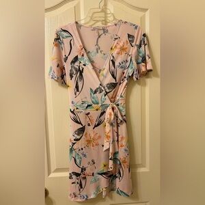 BCBGeneration Floral Mini Dress in Pink and Black